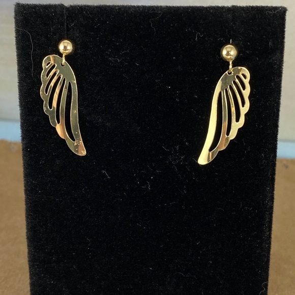 Vintage 14 Karat all Gold Wings with 4MM Ball Stud - Picture 1 of 5